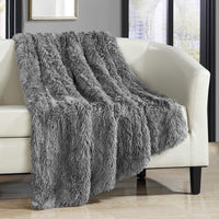 Chic Home Elana Shaggy Faux Fur Throw Blanket Silver