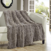 Chic Home Elana Shaggy Faux Fur Throw Blanket Taupe