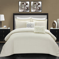Chic Home Emery 5 Piece Stitched Comforter Set Beige