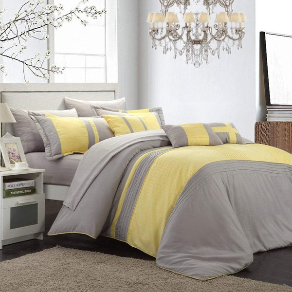 Chic Home Fiesta 10 Piece Color Block Comforter Set Yellow