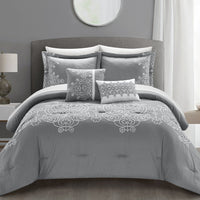 Chic Home Gigi 5 Piece Embroidered Comforter Set Grey