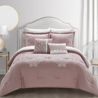 Chic Home Gigi 5 Piece Embroidered Comforter Set Rose