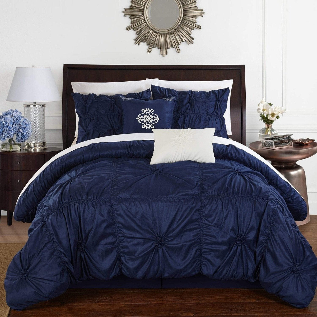 Chic Home Halpert 10 Piece Floral Comforter Set Navy