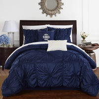 Chic Home Halpert 6 Piece Floral Comforter Set Navy
