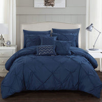 Chic Home Hannah 10 Piece Pinch Pleat Comforter Set Navy