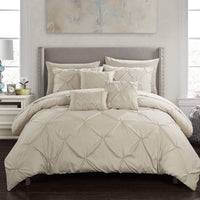 Chic Home Hannah 10 Piece Pinch Pleat Comforter Set Taupe
