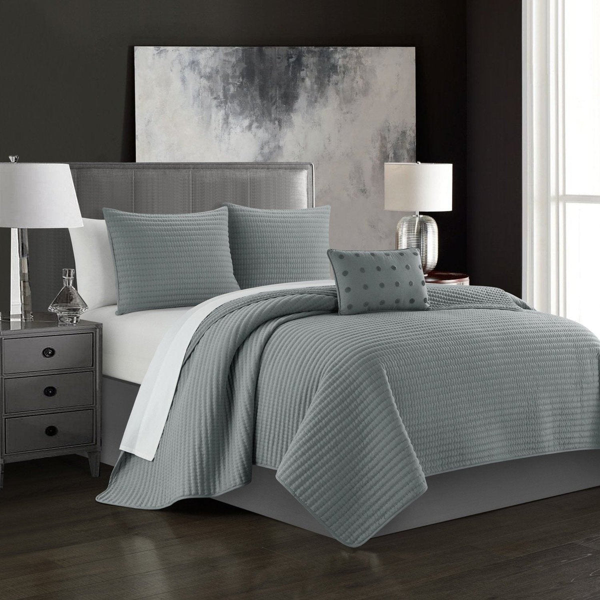 Chic Home Hayden 4 Piece Box Stitched Quilt Set