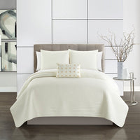 Chic Home Hayden 4 Piece Box Stitched Quilt Set Beige