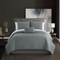 Chic Home Hayden 4 Piece Box Stitched Quilt Set Grey