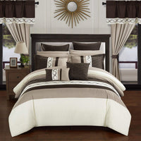 Chic Home Idit 24 Piece Color Block Comforter Set Beige