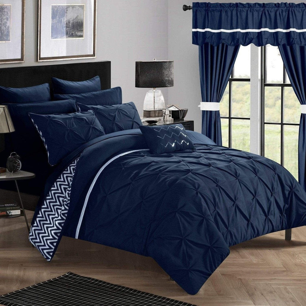 Chic Home Jacksonville 20 Piece Reversible Comforter Set Navy