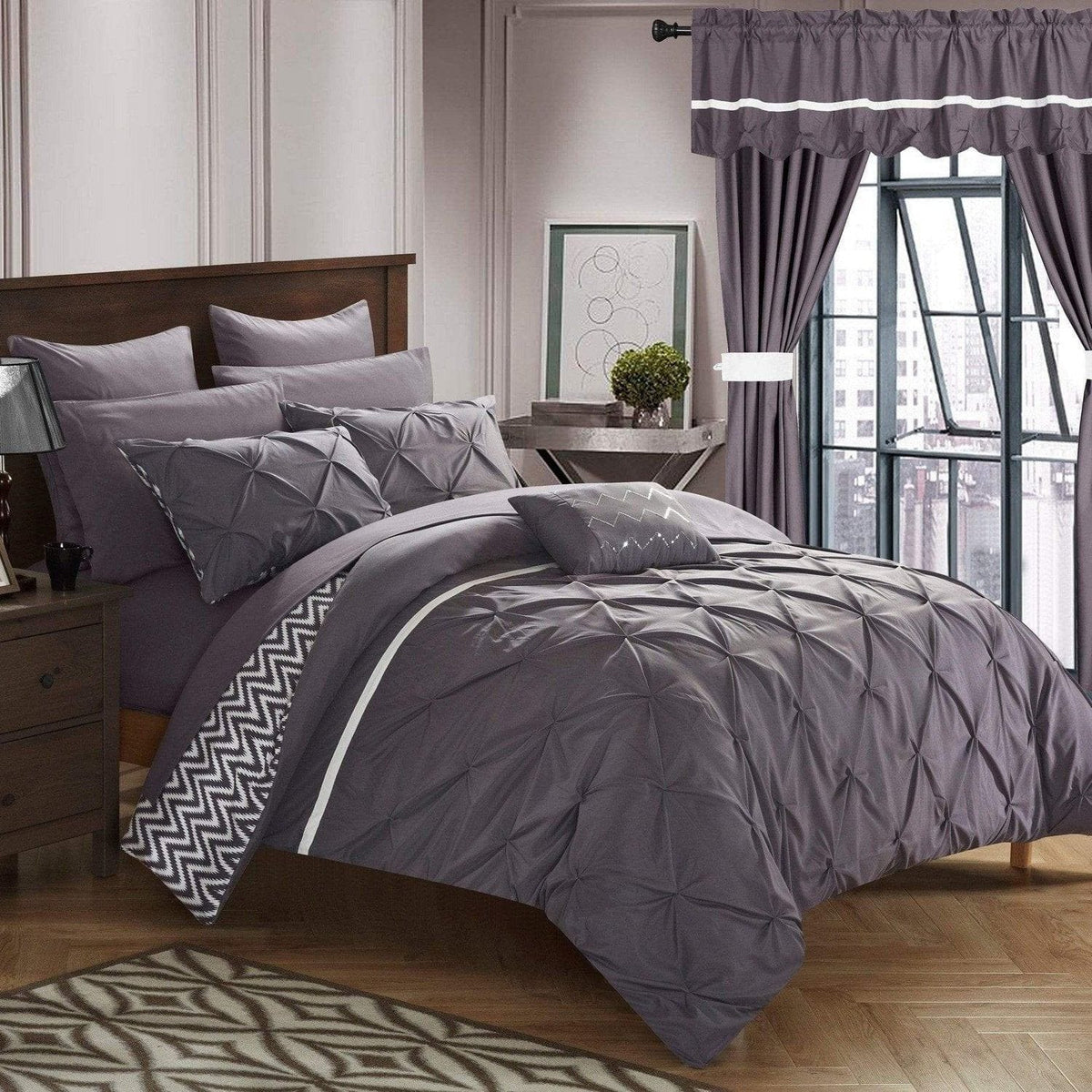 Chic Home Jacksonville 20 Piece Reversible Comforter Set Plum