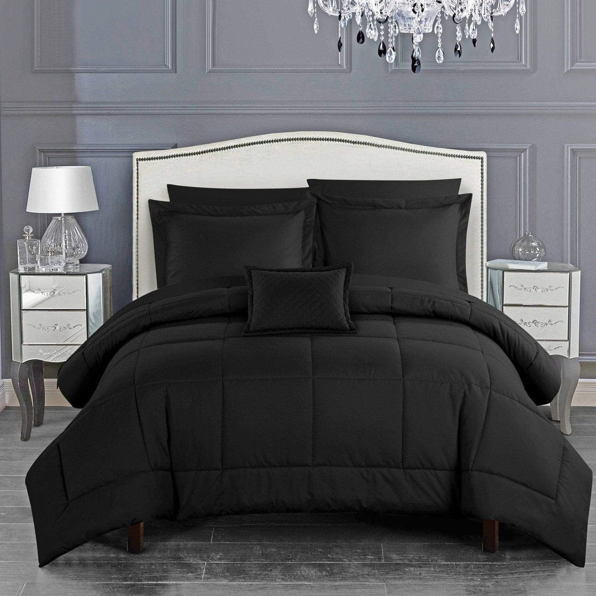 Chic Home Jordyn 8 Piece Stitched Comforter Set Black