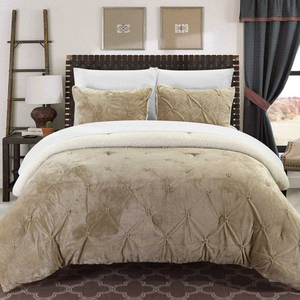 Chic Home 3-Piece Tirina Pleated Pin tuck Reversible Duvet Set Beige King,  King - Fry's Food Stores
