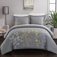 Chic Home Kaylee 7 Piece Floral Duvet Cover Set Yellow