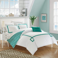 Chic Home Kendall 4 Piece Reversible Duvet Cover Set Aqua