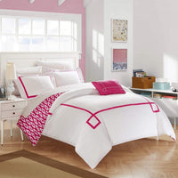 Chic Home Kendall 4 Piece Reversible Duvet Cover Set Fuchsia
