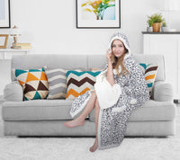 Chic Home Leopard Sherpa Snuggle Hoodie Wearable Blanket