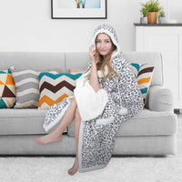 Chic Home Leopard Sherpa Snuggle Hoodie Wearable Blanket