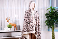 Chic Home Leopard Sherpa Snuggle Hoodie Wearable Blanket