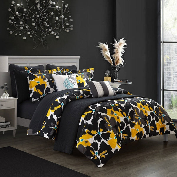 Chic Home Malea 12 Piece Floral Comforter and Quilt Set