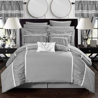 Chic Home Mayan 24 Piece Ruffled Comforter Set Grey
