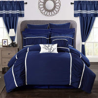 Chic Home Mayan 24 Piece Ruffled Comforter Set Navy