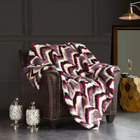 Chic Home Orna Throw Blanket Striped Chevron Shaggy Faux Fur Design