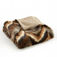 Chic Home Orna Throw Blanket Striped Chevron Shaggy Faux Fur Design