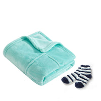 Chic Home Pedra Plush Flannel Fleece Wrap With Socks