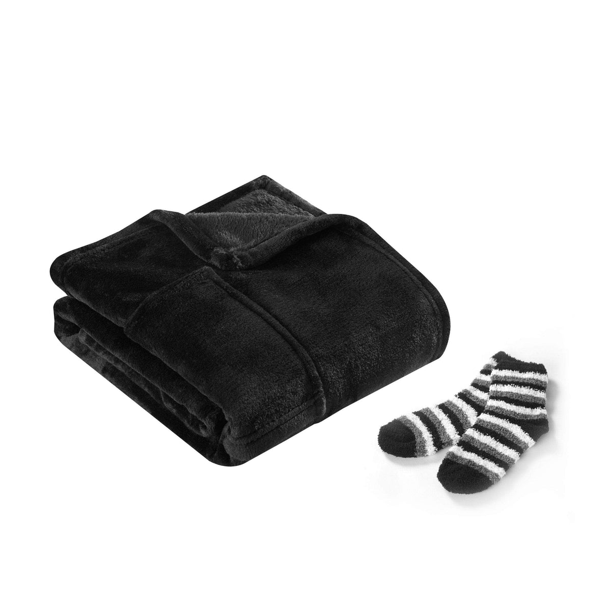 Chic Home Pedra Plush Flannel Fleece Wrap With Socks