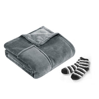 Chic Home Pedra Plush Flannel Fleece Wrap With Socks