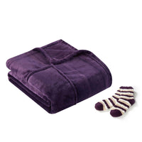Chic Home Pedra Plush Flannel Fleece Wrap With Socks