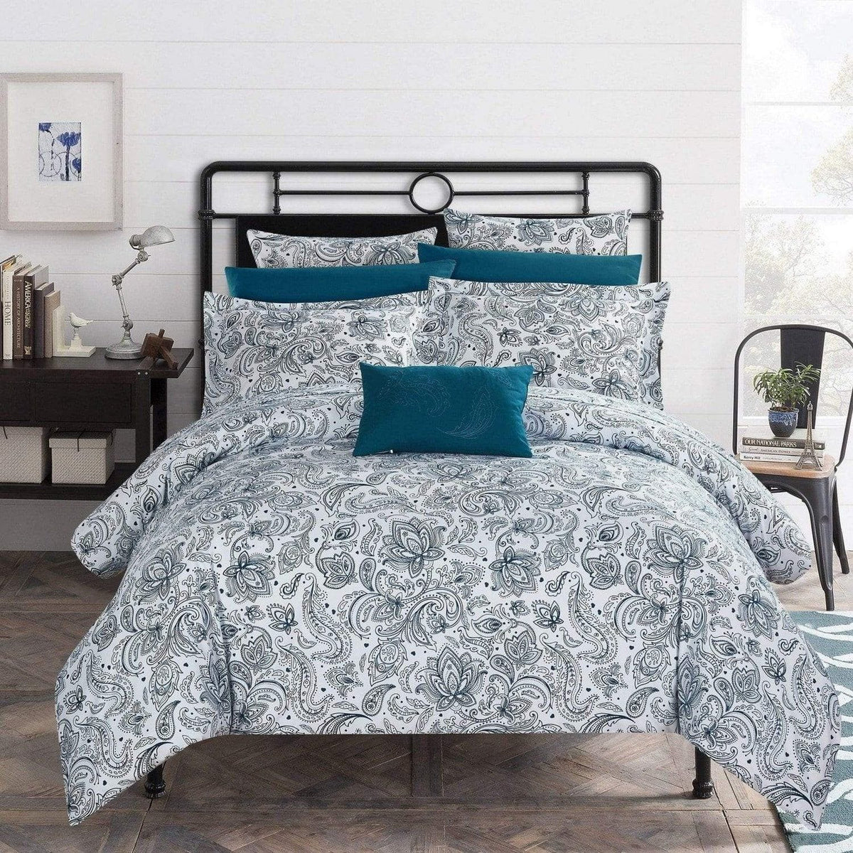 Chic Home Regent's Park 10 Piece Paisley Duvet Cover Set Blue
