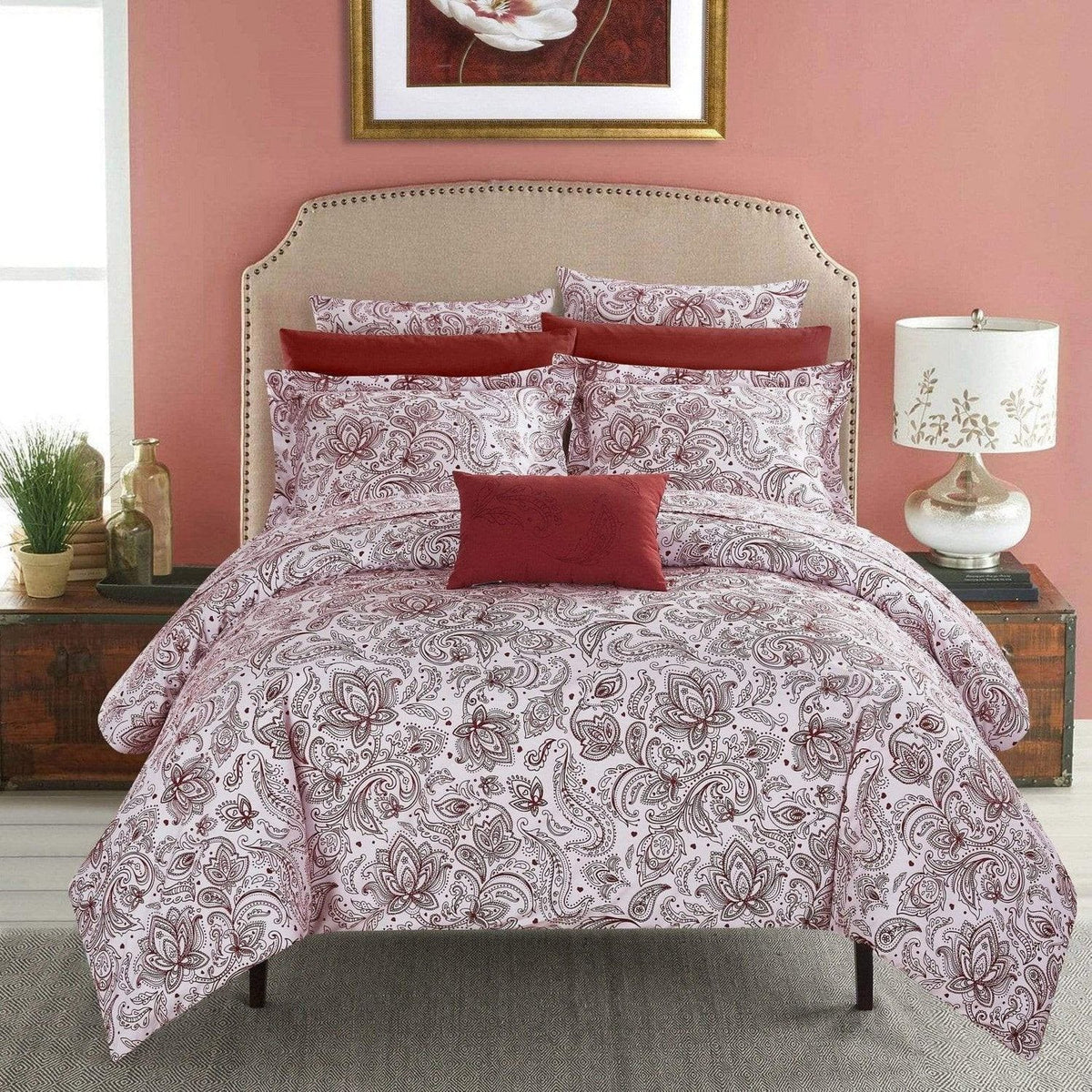 Chic Home Regent's Park 10 Piece Paisley Duvet Cover Set Brick