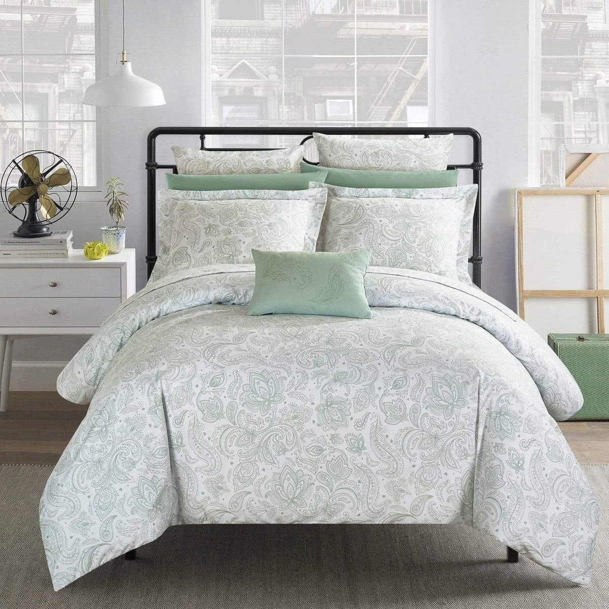 Chic Home Regent's Park 10 Piece Paisley Duvet Cover Set Green