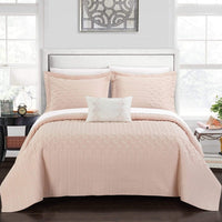 Chic Home Shalya 8 Piece Stitched Quilt Set Blush