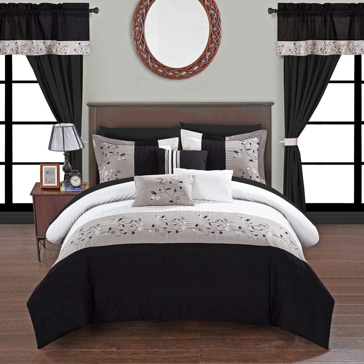 Chic Home Sonita 20 Piece Floral Comforter Set Black