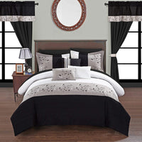 Chic Home Sonita 20 Piece Floral Comforter Set Black
