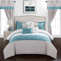 Chic Home Sonita 20 Piece Floral Comforter Set Blue