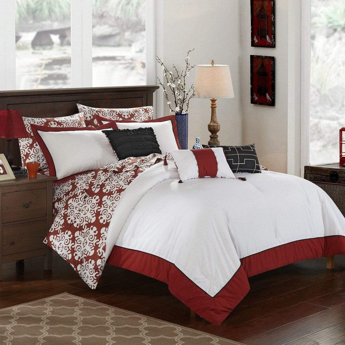 Chic Home Tania 10 Piece Reversible Comforter Set Marsala