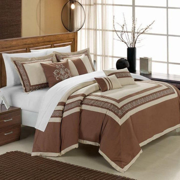 Chic Home Venice 11 Piece Cotton Comforter Set Taupe