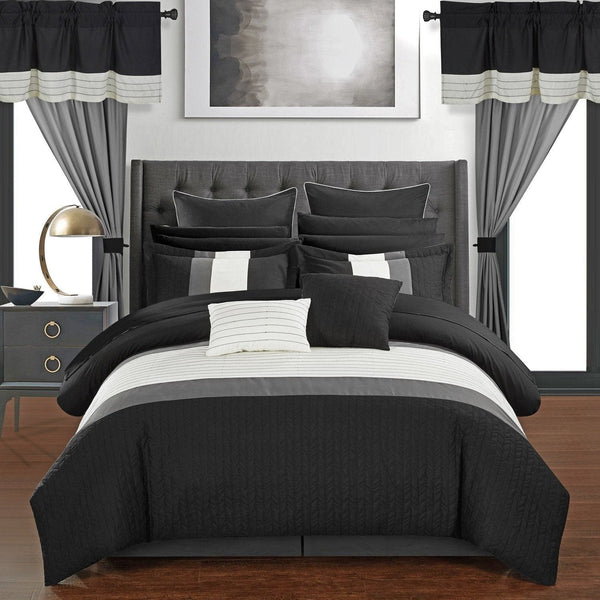 Chic Home Vixen 24 Piece Embroidered Comforter Set Black