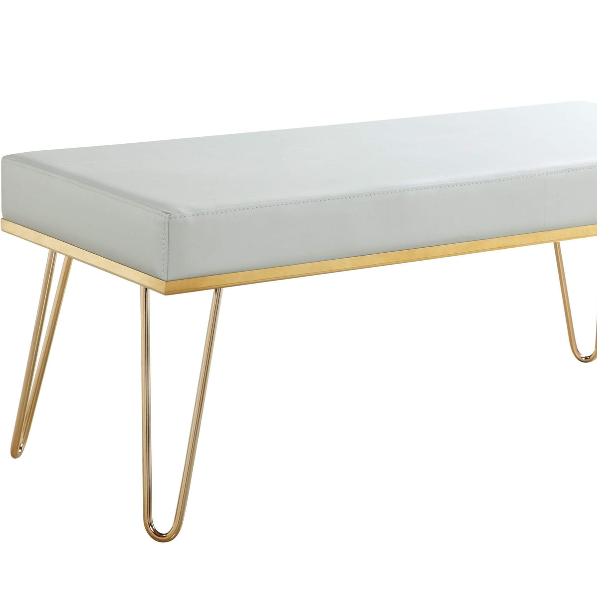 Iconic Home Aldo Faux Leather Bench Hairpin Legs