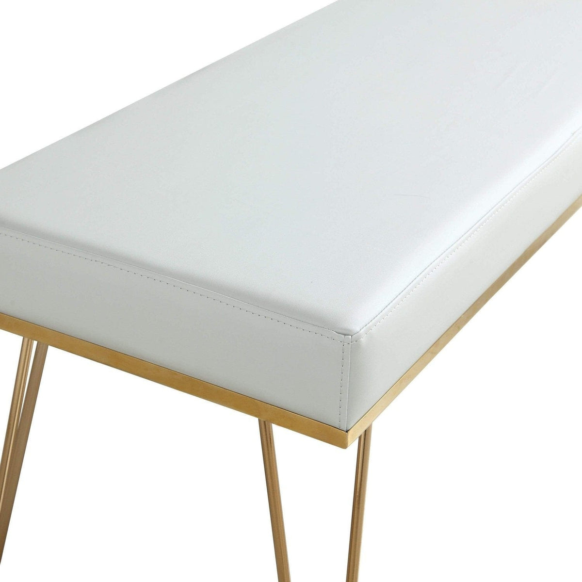 Iconic Home Aldo Faux Leather Bench Hairpin Legs