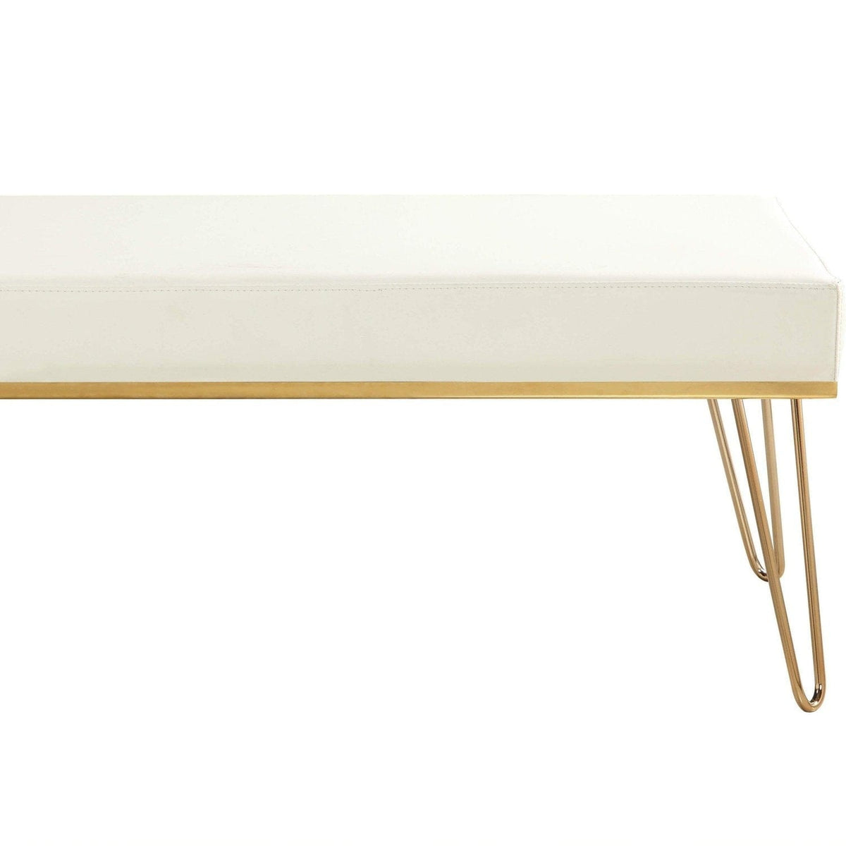 Iconic Home Aldo Faux Leather Bench Hairpin Legs