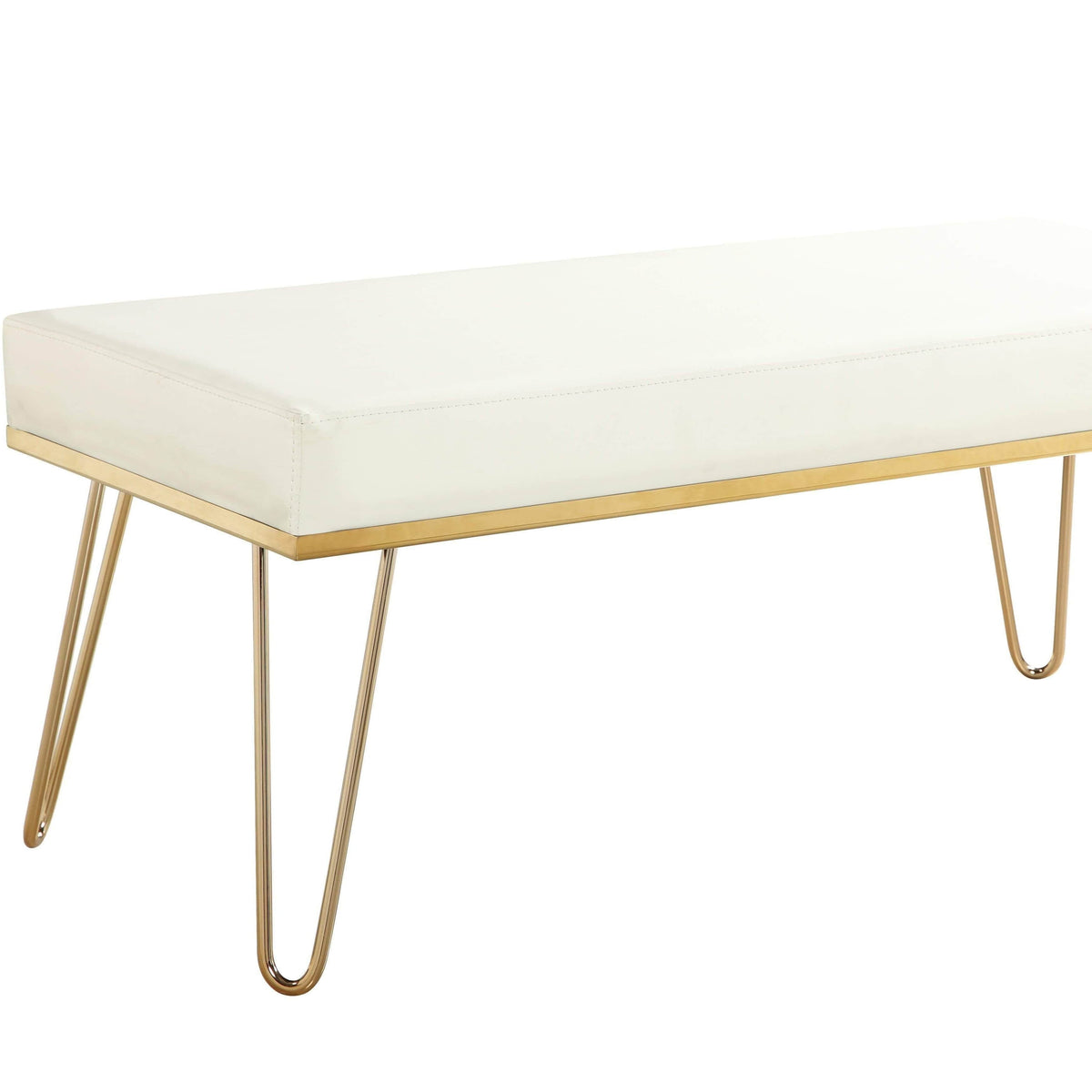 Iconic Home Aldo Faux Leather Bench Hairpin Legs