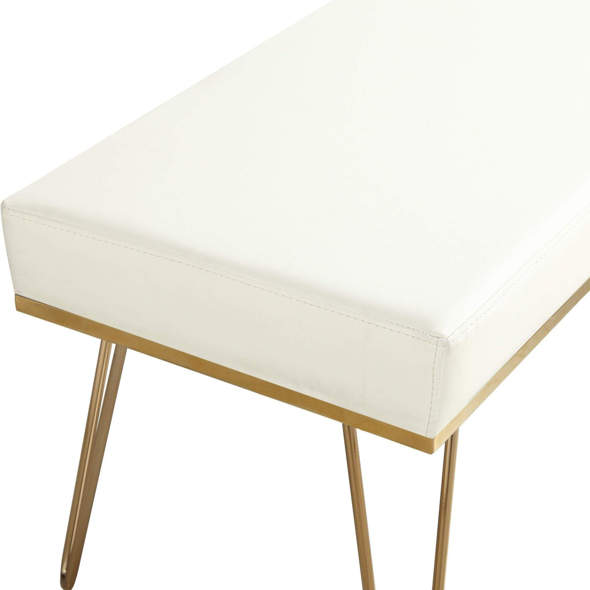 Iconic Home Aldo Faux Leather Bench Hairpin Legs