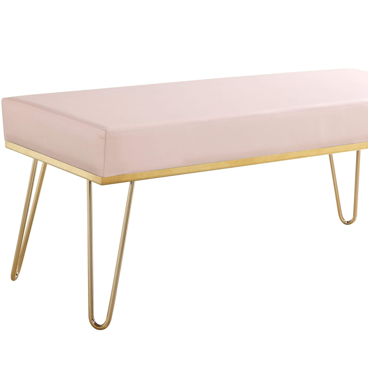 Iconic Home Aldo Faux Leather Bench Hairpin Legs