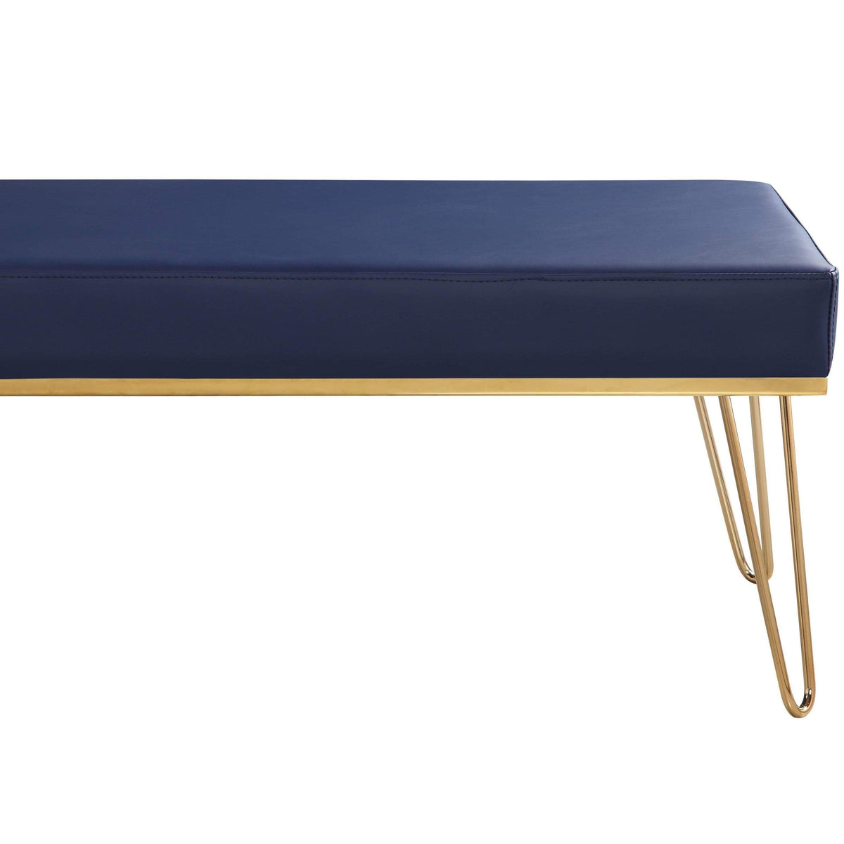 Iconic Home Aldo Faux Leather Bench Hairpin Legs